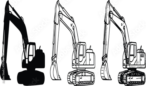 Set of black shovel silhouette icons isolated on white background, spade digging tools collection for construction, gardening, farming, landscaping and industrial vector illustration design