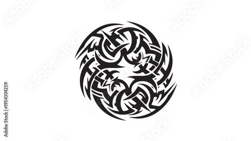 Abstract Tribal Circle Pattern Black Decorative Design