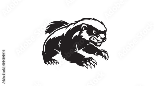 Angry Badger Mascot Black Silhouette Vector Logo