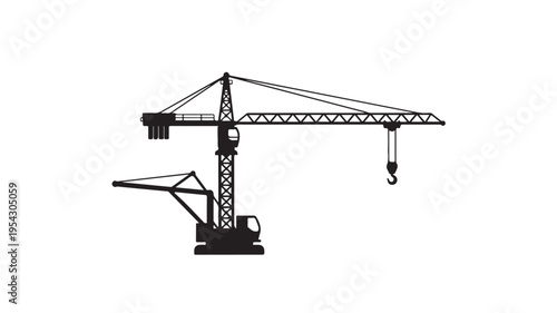Construction Crane Silhouette Building Equipment Vector