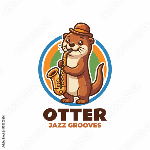 This charming otter logo playing saxophone embodies a jazz vibe, making it perfect for music events, bands, or venues looking for a playful, artistic representation.