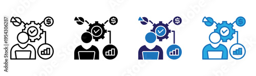 Management Icon Multi Style Vector Illustration