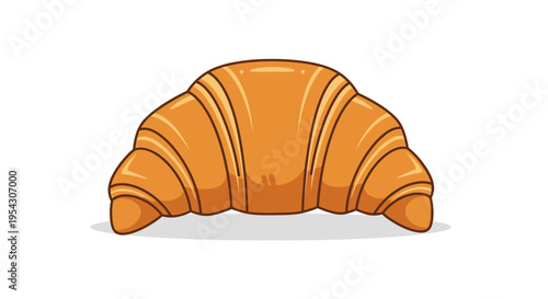 Delicious golden baked croissant illustration, a classic French breakfast pastry with flaky layers and a rich buttery aroma, perfect for a cozy morning meal or a coffee shop menu design element