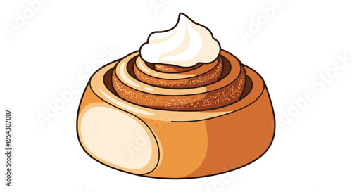 A delicious cinnamon roll topped with creamy frosting, perfect for a sweet treat or breakfast