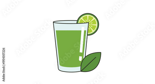 A refreshing green juice with a lime slice and mint leaf, perfect for a healthy lifestyle