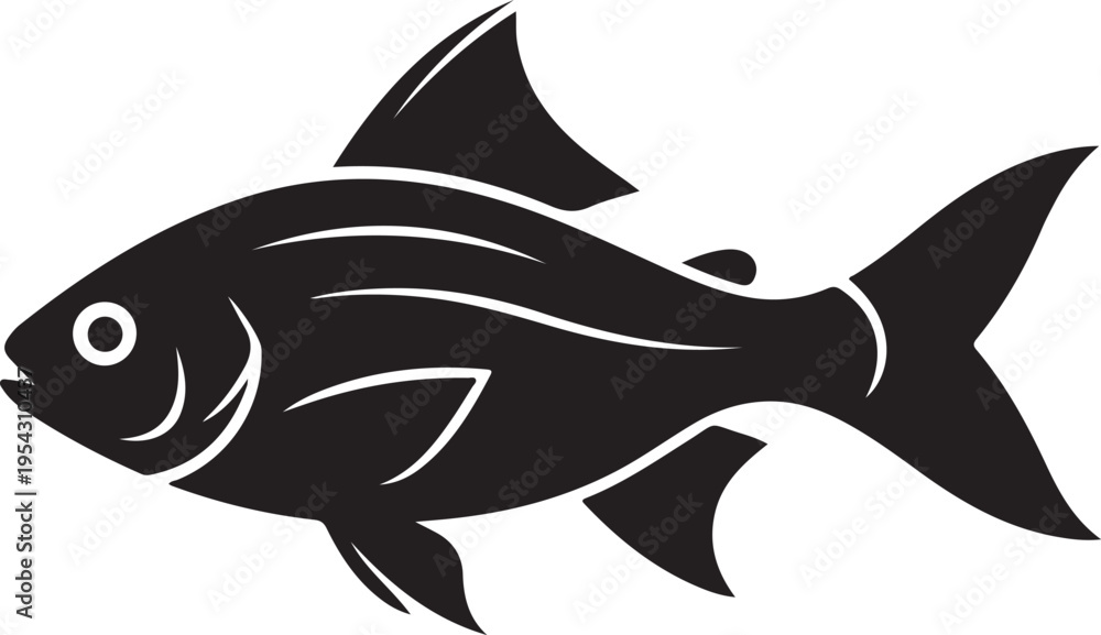 Fototapeta premium Black fish icon vector
