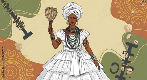 A vibrant illustration of a woman in traditional African attire, symbolizing cultural heritage and beauty.