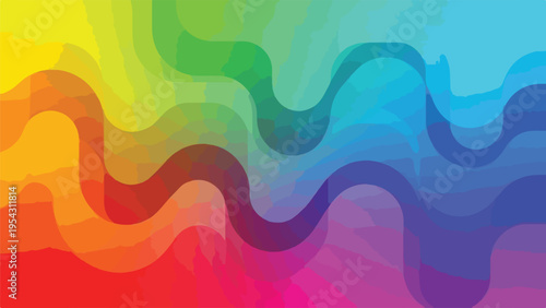 A vibrant abstract composition with flowing, overlapping color gradients