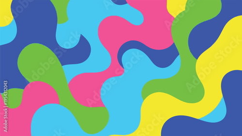 A vibrant abstract composition with flowing, overlapping shapes