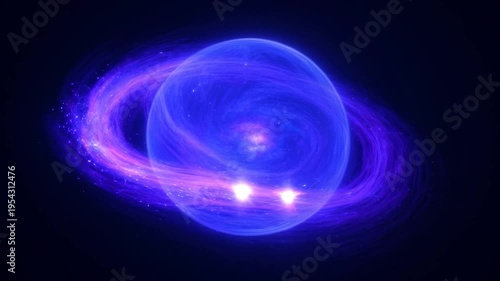 Blue planetary nebula creating a new galaxy with swirling gas rings and glowing stars against a black background in deep space