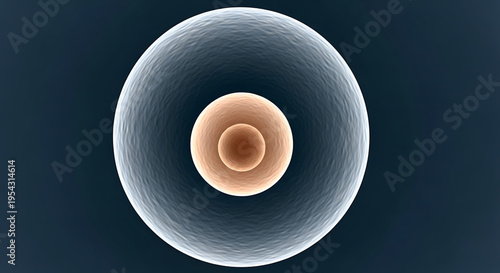 A detailed illustration of a cell with a nucleus and cytoplasm in a dark blue background