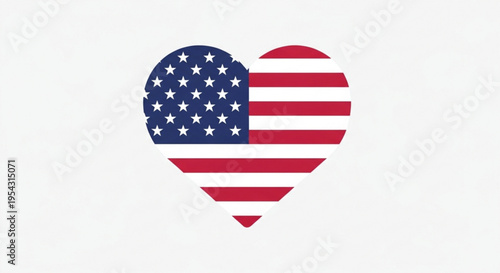 American flag heart symbol on white background patriotic love and pride concept