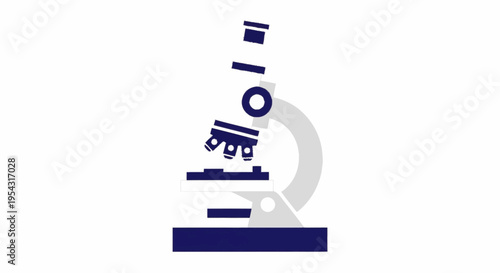 A disassembled microscope on a table.