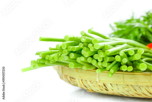 Fresh Green Vegetables in Wicker Basket Studio Still Life Photography Jiangxi China