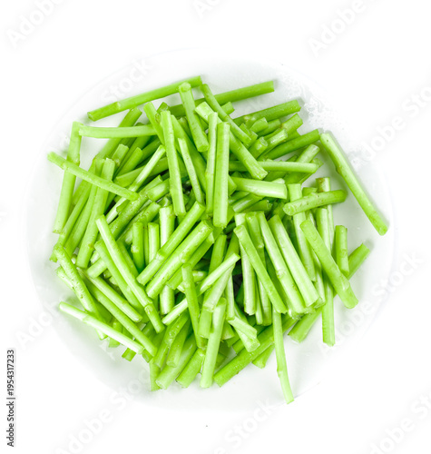 Fresh Green Vegetable Strips Studio Food Photography Jiangxi Province China Healthy Cooking Ingredient Preparation