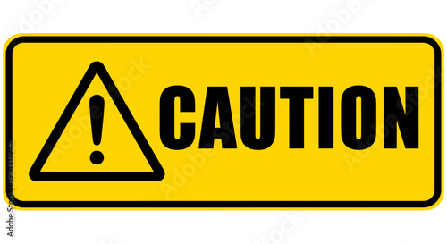 Yellow caution sign with exclamation mark for safety and hazard awareness in public spaces.