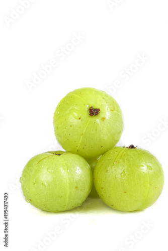 Fresh Green Gooseberries with Water Droplets Studio Photography