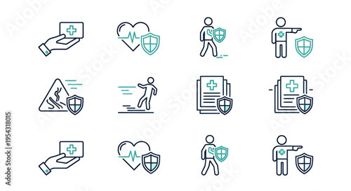 Collection of Medical and Healthcare Icons Illustrating People and Health Concepts.