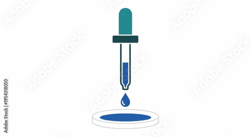 A dropper dropping blue liquid.