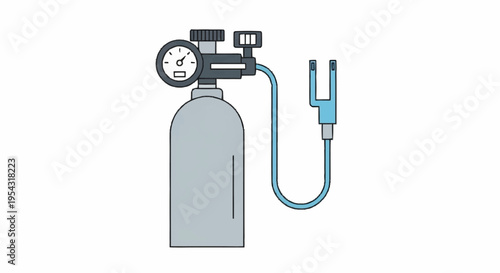 Oxygen tank with regulator and plug.