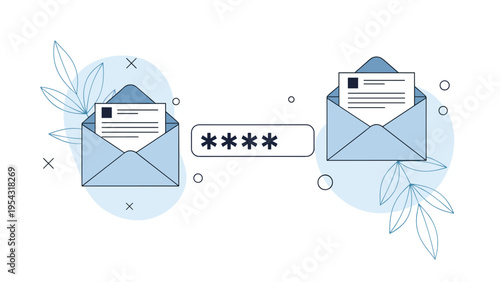 Secure email communication and data encryption with password protected messages for internet privacy safety and security protection.