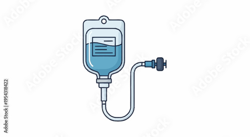 Medical IV drip bag with tube.
