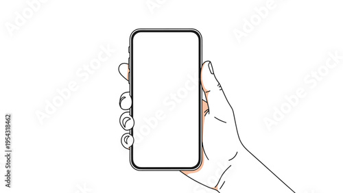 Mobile device mockup and hand holding smartphone concept with a clear screen for custom app design display.