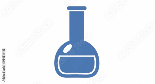 A blue icon of a laboratory flask.