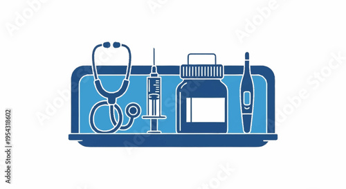Medical tools and equipment illustration.