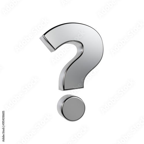 Photos Question mark icon metallic silver 3D render problem concept