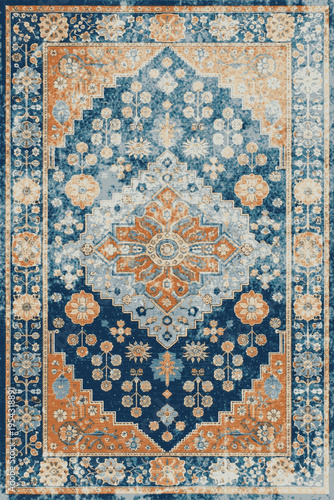 Folk style traditional printed Carpet with trending colors and texture in high resolution
