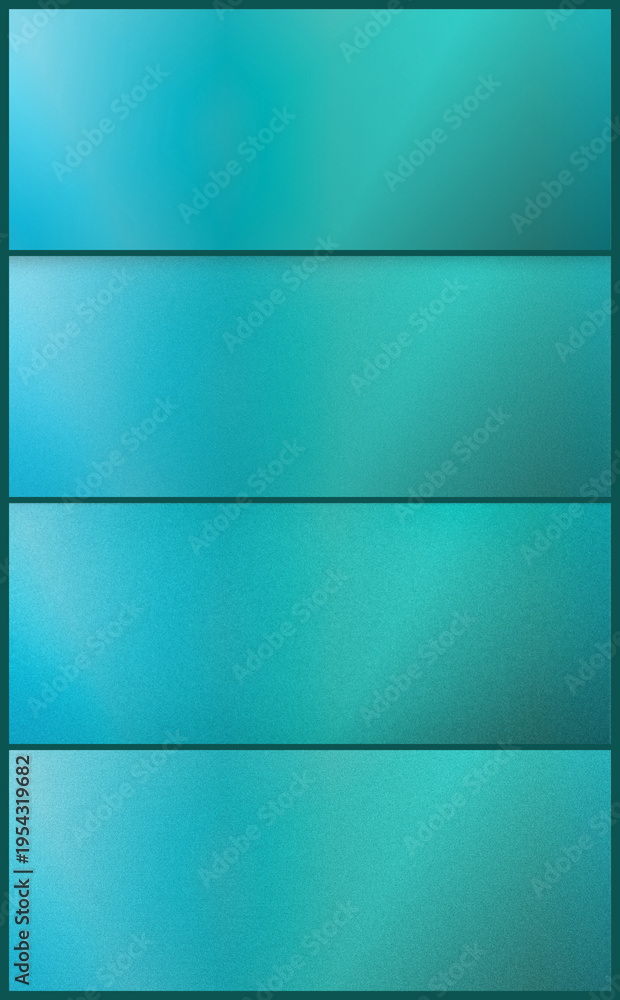 Obraz premium Retro and modern textures. Four turquoise gradient panels align in a clean layout, creating a fresh modern backdrop ideal for technology branding, social media headers, and sleek presentations.