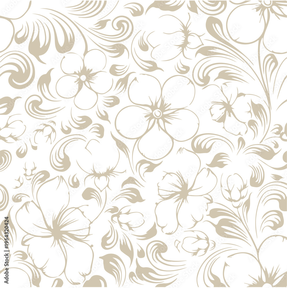 Fototapeta premium Gold floral pattern vector, seamless design