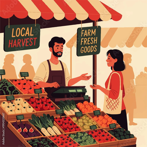 Local Farmer's Market Fresh Produce and Community Connection at a Vibrant Farm Stand