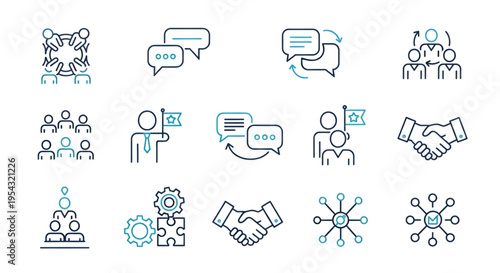 Modern HR Web Icons - Editable Stroke Team, Community, and Workshop Symbols