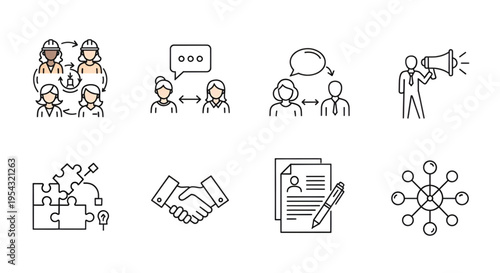 Modern HR Web Icons - Editable Stroke Team, Community, and Workshop Symbols