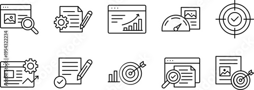 Content Optimization Line Icon Set