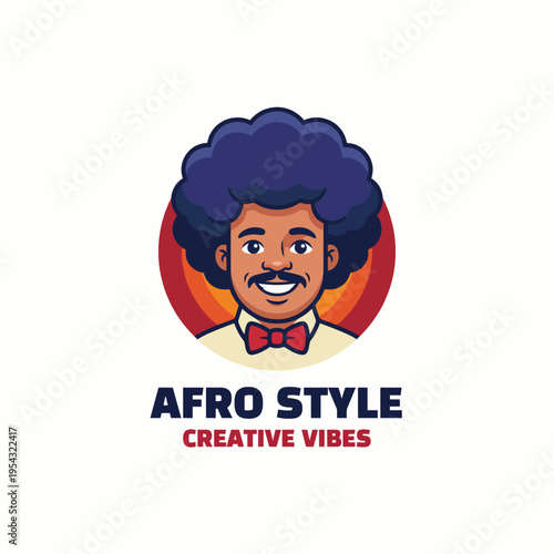 This logo showcases a stylish character with an elaborate afro hairstyle, representing creative vibes and artistic expression, perfect for an event or creative agency.