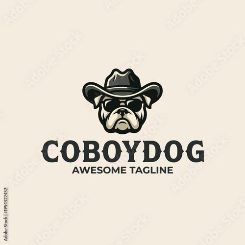 A rugged illustration of a bulldog wearing a cowboy hat, combining charm and attitude, making it perfect for western-themed content or merchandise.