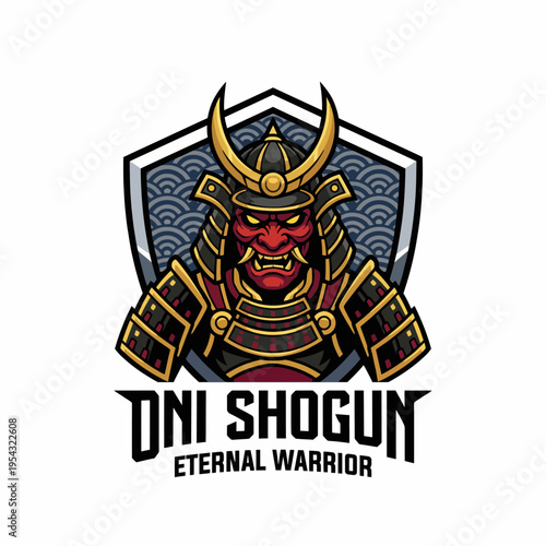 A striking illustration of an Oni shogun character in battle armor, portraying strength and honor, reflecting the themes of bravery and cultural heritage.