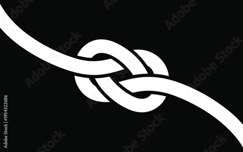 Simple white knot on a black background, representing connection and strength