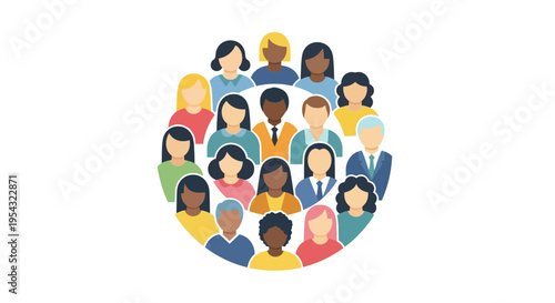 A diverse group of people gathered together in a circle, representing unity and community in a professional setting