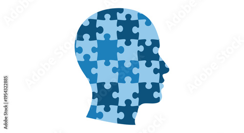 Illustration depicting the human mind as a complex puzzle, symbolizing intricate thought, intelligence, and the concept of mental health understanding
