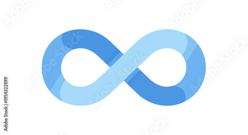 Abstract infinity symbol illustration representing endlessness and unlimited possibilities. A sleek blue gradient icon for perpetual motion, eternity, and continuous flow