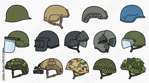 Diverse array of helmets displayed in a row