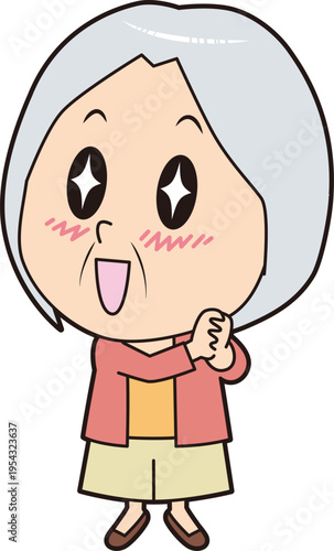 目を輝かせるシニア女性