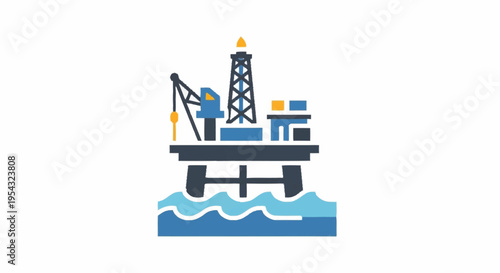 Offshore oil rig platform in the ocean.