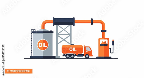 Oil industry transportation and storage process.