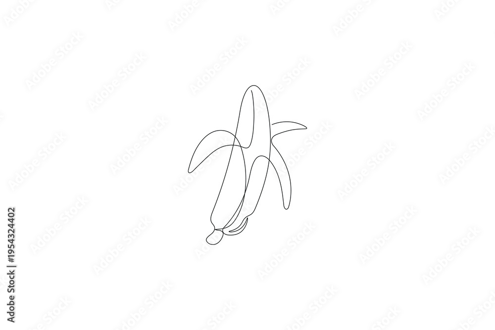 Fototapeta premium Banana single line art of a banana fruit icon for modern logo design 