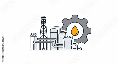 Industrial oil refinery factory with gear.